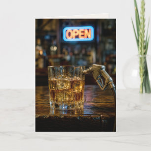 Birthday Gasoline Nozzle in a Whiskey Glass Card