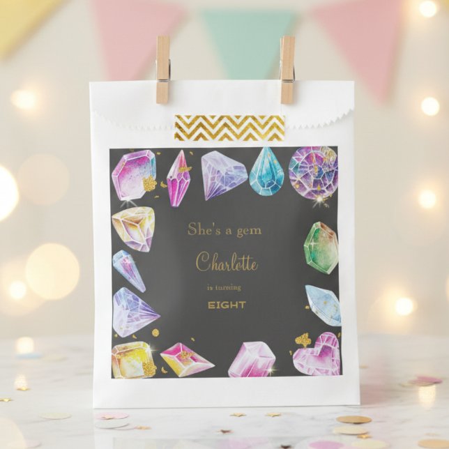 Birthday Gem Party Crystals Girl's watercolor Favour Bags (Creator Uploaded)
