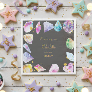 Birthday Gem Party Crystals Girl's watercolor Napkin