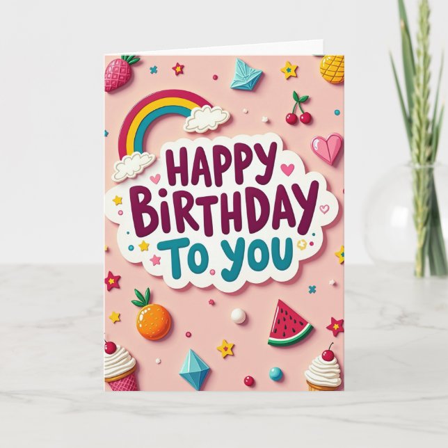 Birthday Gems And Stars Card (Front)