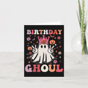 Birthday Ghoul Floral Ghost Kid Girl Groovy Hallow Card