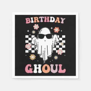 Birthday Ghoul Ghost Halloween Groovy Retro Napkin