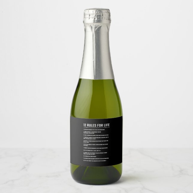 Birthday Gift 12 Rules For Life Sparkling Wine Label (Front)