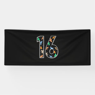 Birthday Gift   16th Birthday With Dog Banner
