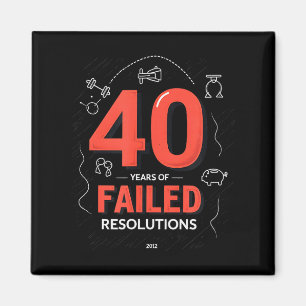 Birthday Gift_ 40 Years Of Failed Resolutions Humo Magnet