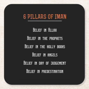 Birthday Gift 6 Pilars Of Iman Square Paper Coaster