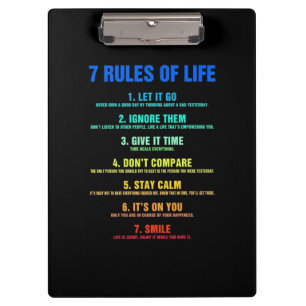 Birthday Gift 7 Rules Of Life Clipboard