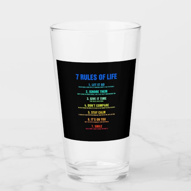 Birthday Gift 7 Rules Of Life Glass (Front)