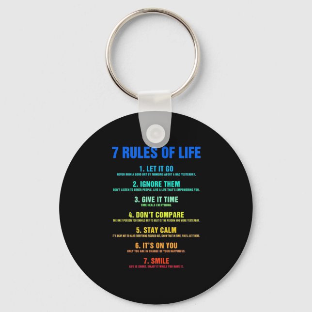 Birthday Gift 7 Rules Of Life Key Ring (Front)