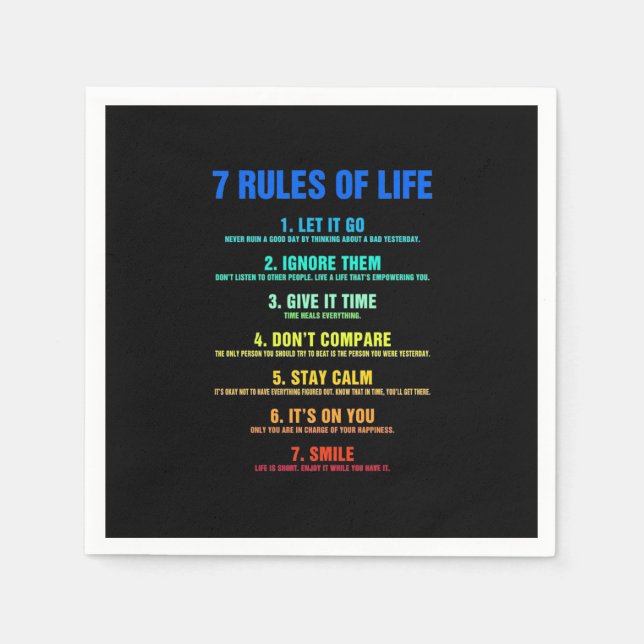 Birthday Gift 7 Rules Of Life Napkin (Front)