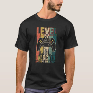 Birthday Gift Awesome Since 2002 Level 21 Unlocked T-Shirt