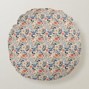 Birthday Gift Beige, Pink, and Orange Round Cushion