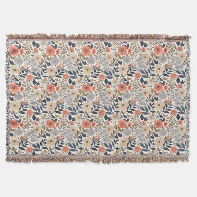 Birthday Gift | Beige, Pink, and Orange Throw Blanket (Front)