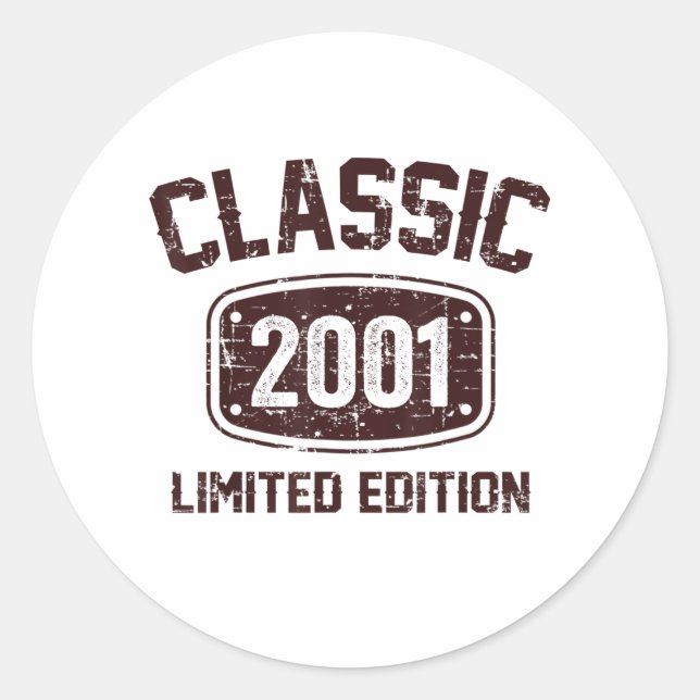 Birthday Gift Classic 2001 Limited Edition Round Sticker (Front)
