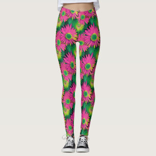 Birthday Gift Colourful Daisy Flower Arrangement Leggings