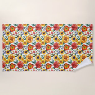Birthday Gift   Colourful Floral Arrangement Beach Towel