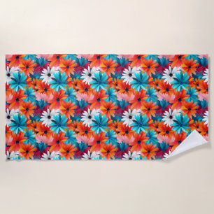 Birthday Gift Colourful Floral Seamless Background Beach Towel