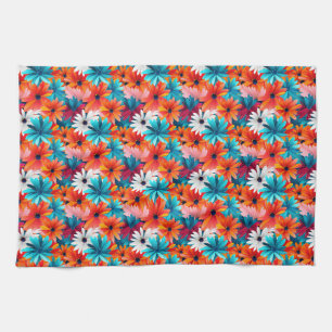 Birthday Gift Colourful Floral Seamless Background Tea Towel