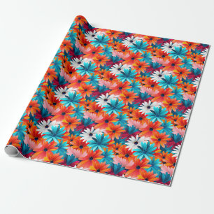 Birthday Gift Colourful Floral Seamless Background Wrapping Paper