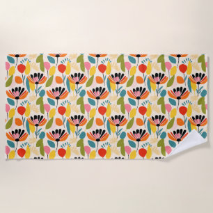 Birthday Gift Colourful Flower Seamless Beach Towel
