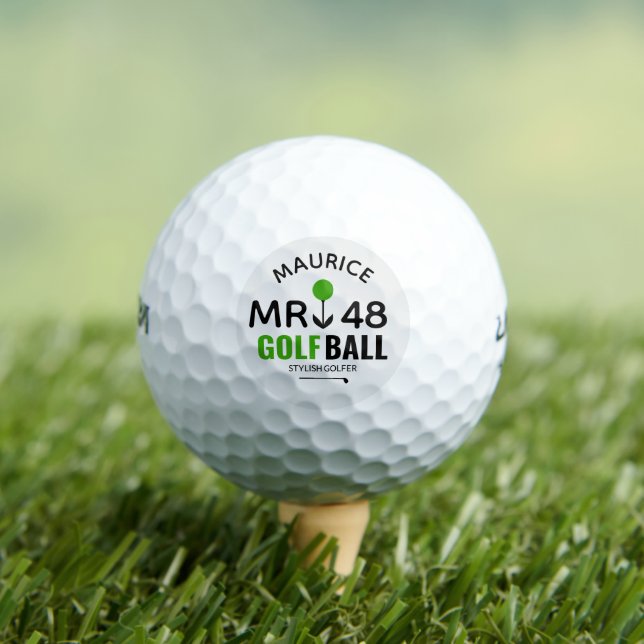 Birthday Gift Dad Golfer Age Monogrammed Golf Balls (Insitu Tee)
