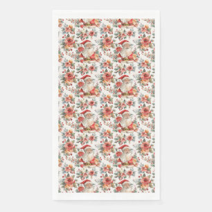 Birthday Gift   Festive Santa Claus and Floral Napkin