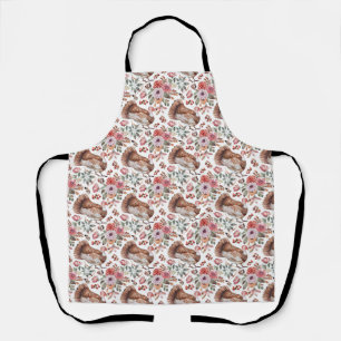 Birthday Gift Floral and Bird With Turkeys Apron