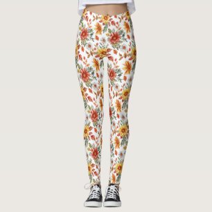 Birthday Gift Floral With Sunflowers and Daisies Leggings