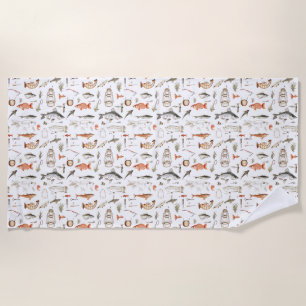 Birthday Gift Good Things Come To Those Who Bait Beach Towel