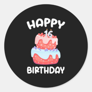 Birthday Gift   Happy 16th Birthday Classic Round Sticker