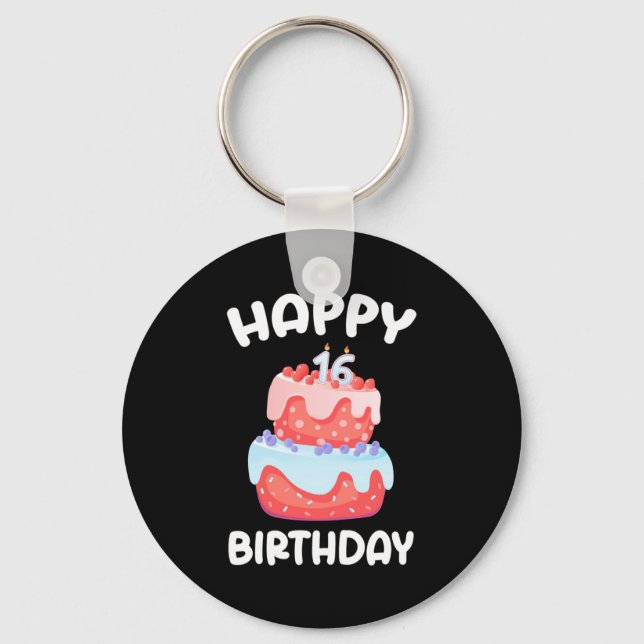 Birthday Gift | Happy 16th Birthday Key Ring (Front)