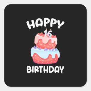 Birthday Gift   Happy 16th Birthday Square Sticker