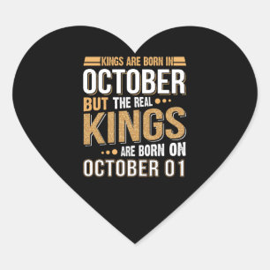 Birthday Gift Kings Are Born In October Gift Heart Sticker