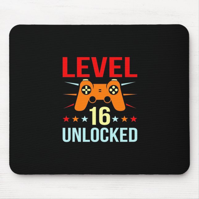 Birthday Gift | Level 16 Unlocked Gamer Mouse Pad (Front)
