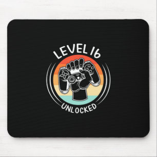 Birthday Gift   Level 16th Birthday Unlocked Mouse Pad