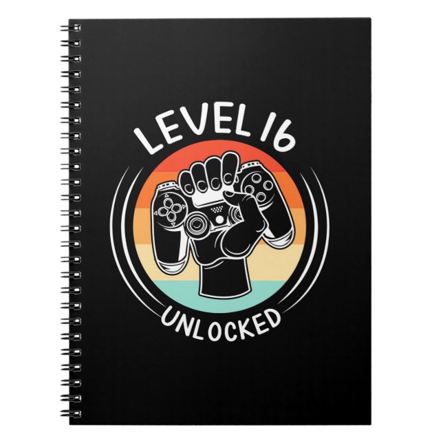 Birthday Gift | Level 16th Birthday Unlocked Notebook (Front)