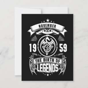 Birthday Gift November 1959 The Birth Of Legends Card