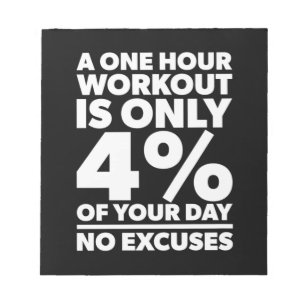 Birthday Gift One Hour Workout No Excuses Notepad