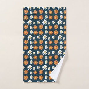 Birthday Gift Orange and White Daisy Hand Towel