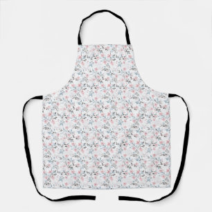 Birthday Gift   Pink, Blue, and Grey Flowers Apron