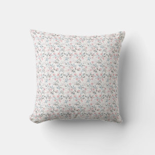 Birthday Gift   Pink, Blue, and Grey Flowers Cushion