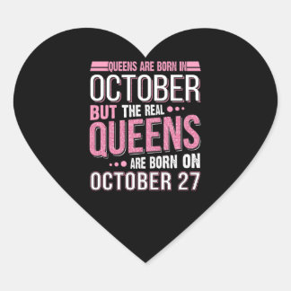 Birthday Gift | Queen Are Born In October Gift Heart Sticker