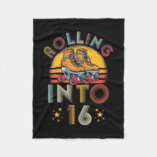 Birthday Gift Rolling Into 16 Years Old Fleece Blanket