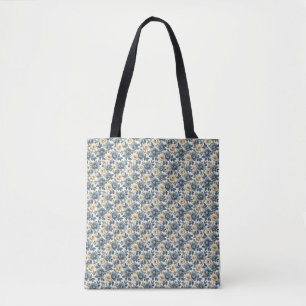 Birthday Gift   Seamless Blue and White Floral Tote Bag