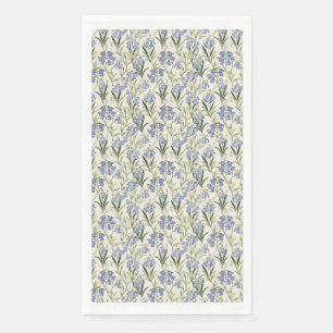 Birthday Gift Seamless Blue Flower and Green Leaf Napkin