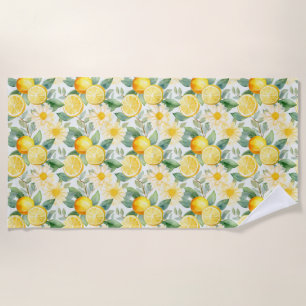 Birthday Gift Seamless Lemon and Daisy Beach Towel