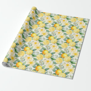 Birthday Gift   Seamless Lemon and Daisy Wrapping Paper