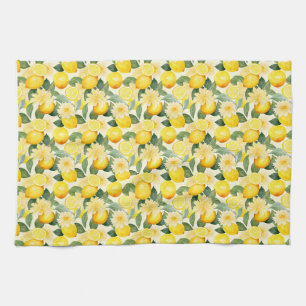 Birthday Gift Seamless Lemon and Flower Tea Towel