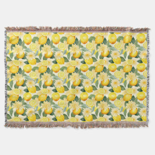 Birthday Gift   Seamless Lemon and Flower Throw Blanket