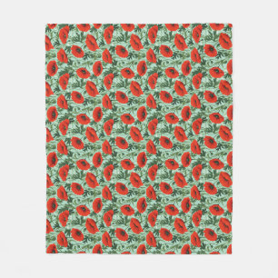 Birthday Gift Seamless Of Red Poppies Fleece Blanket